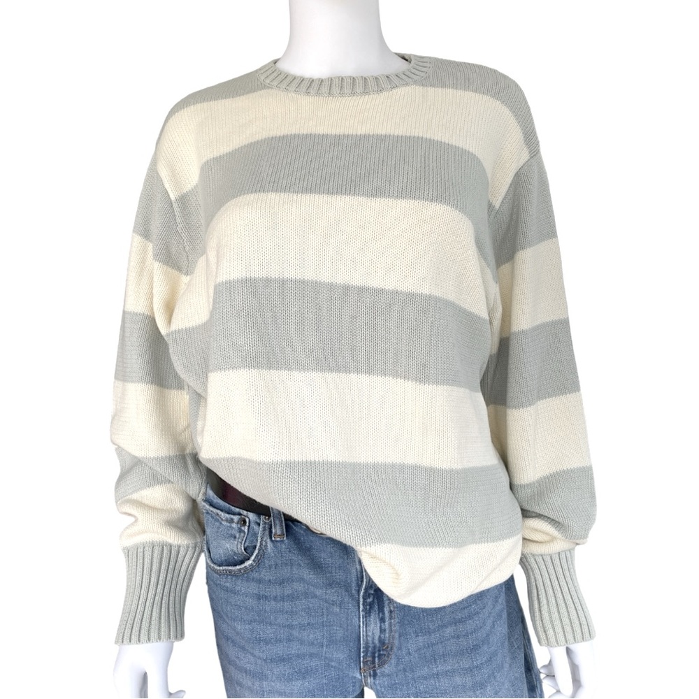 Brandy Melville Gray and Cream Striped Sweater